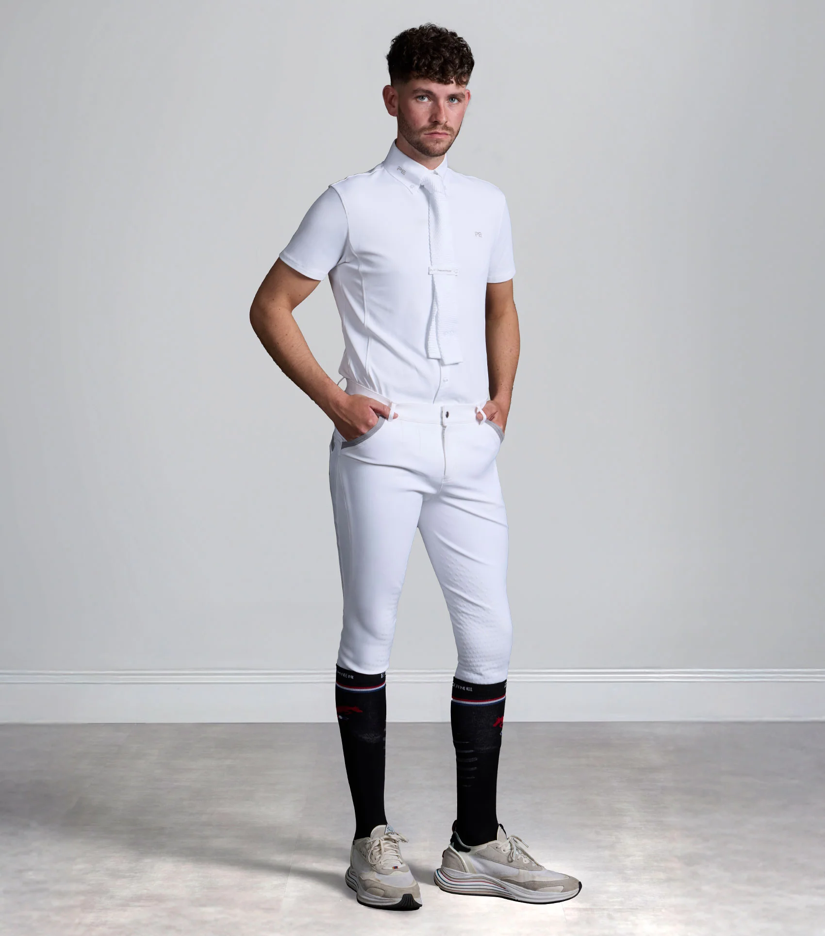 SALE - Barusso Men's Gel Knee Competition Breeches White - Image 6