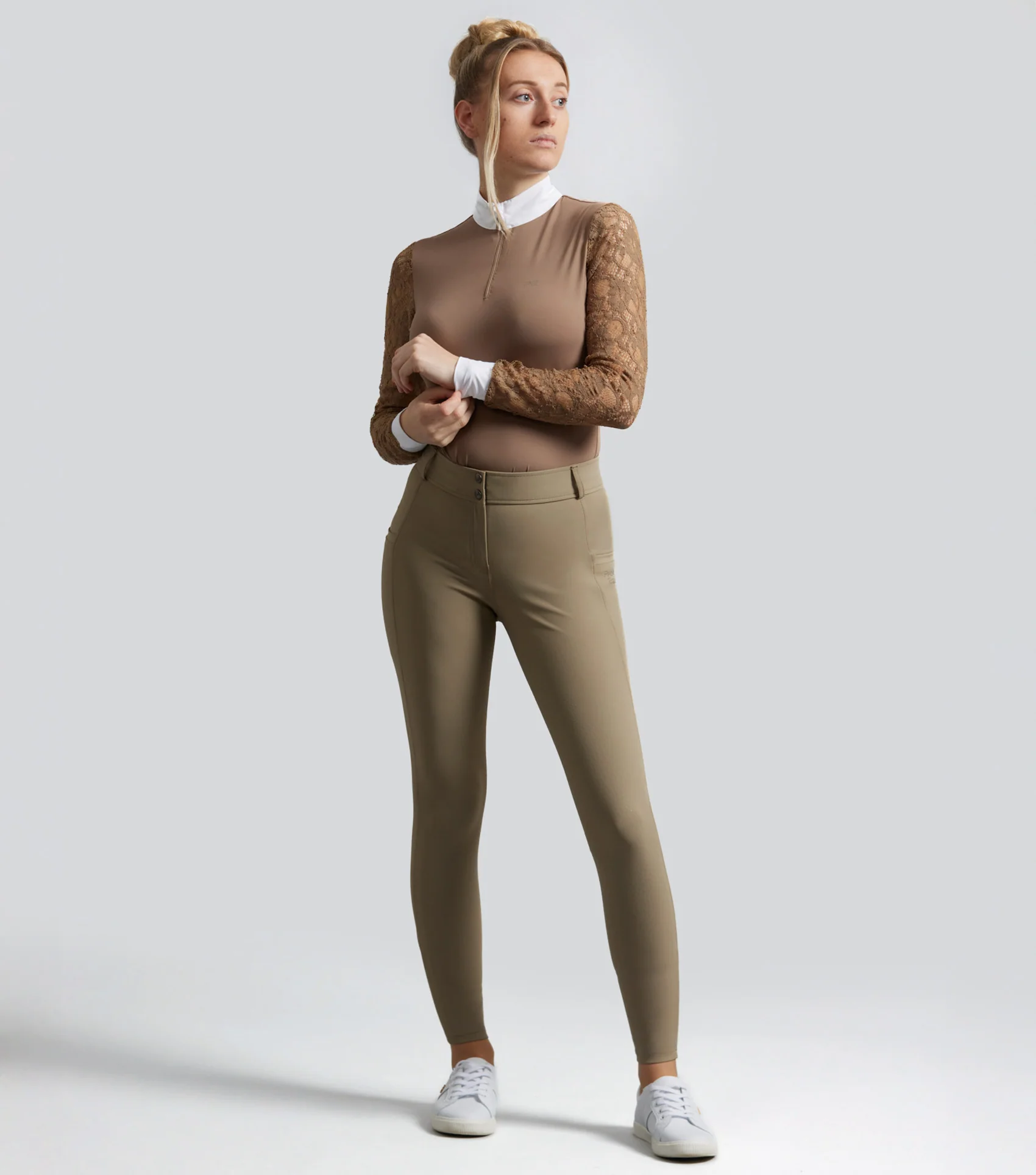 SALE - Salento Womens Full Seat Riding Breeches Timberwolf - Image 6