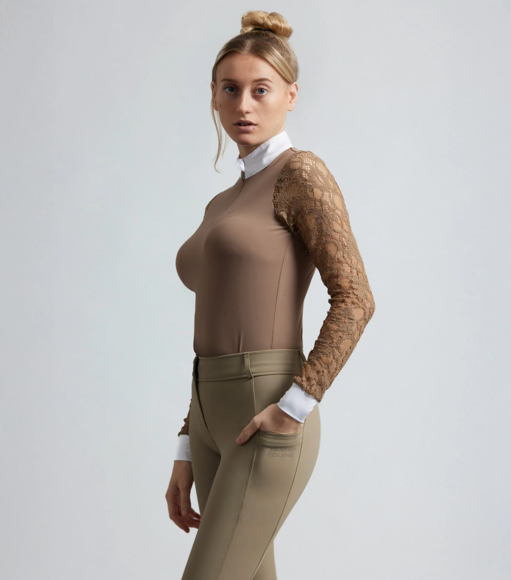 SALE - Salento Womens Long Sleeve Riding Top Fossil - Image 6