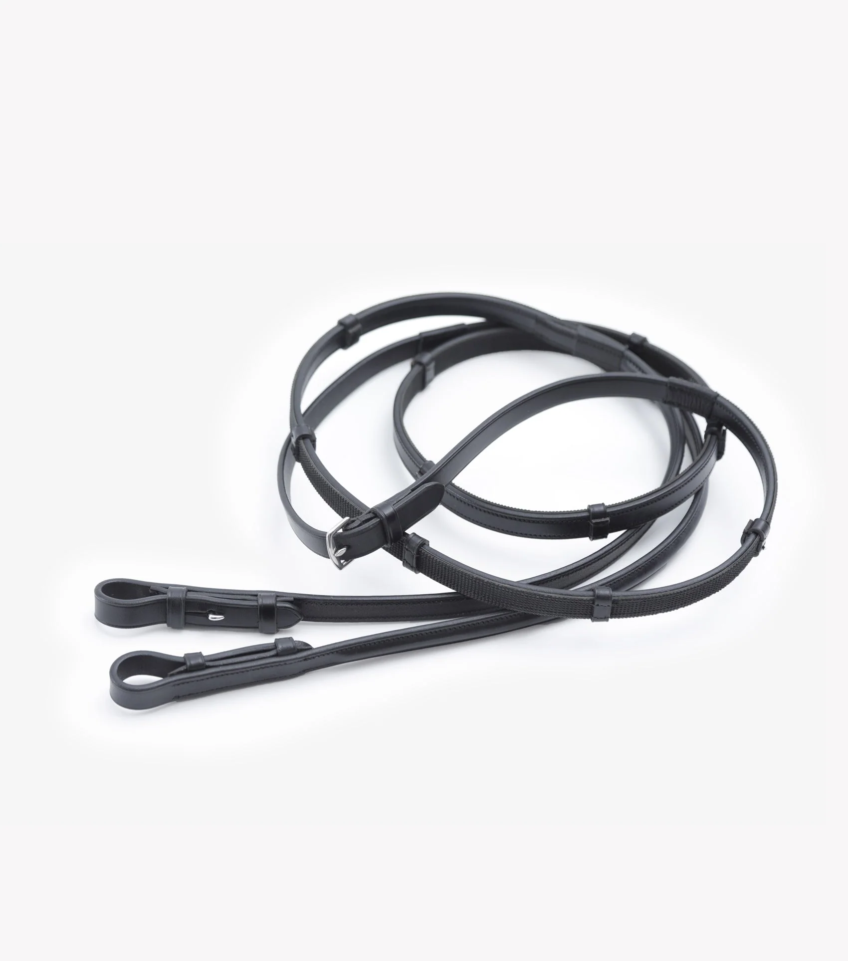 Salvatore Rubber & Leather Grip Reins Black - Image 3