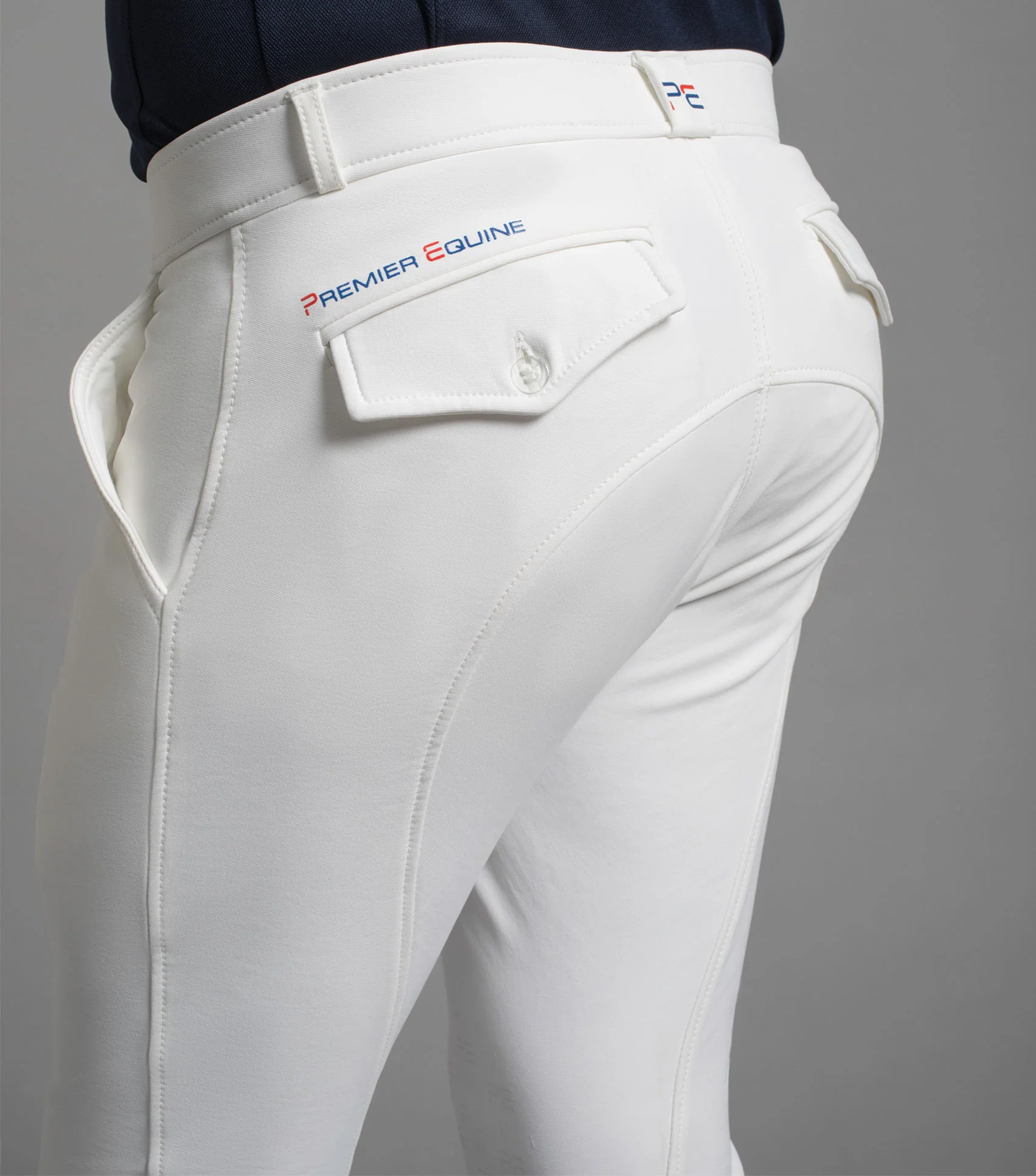 SALE - Santino Men's Gel Knee Competition Breeches White - Image 3