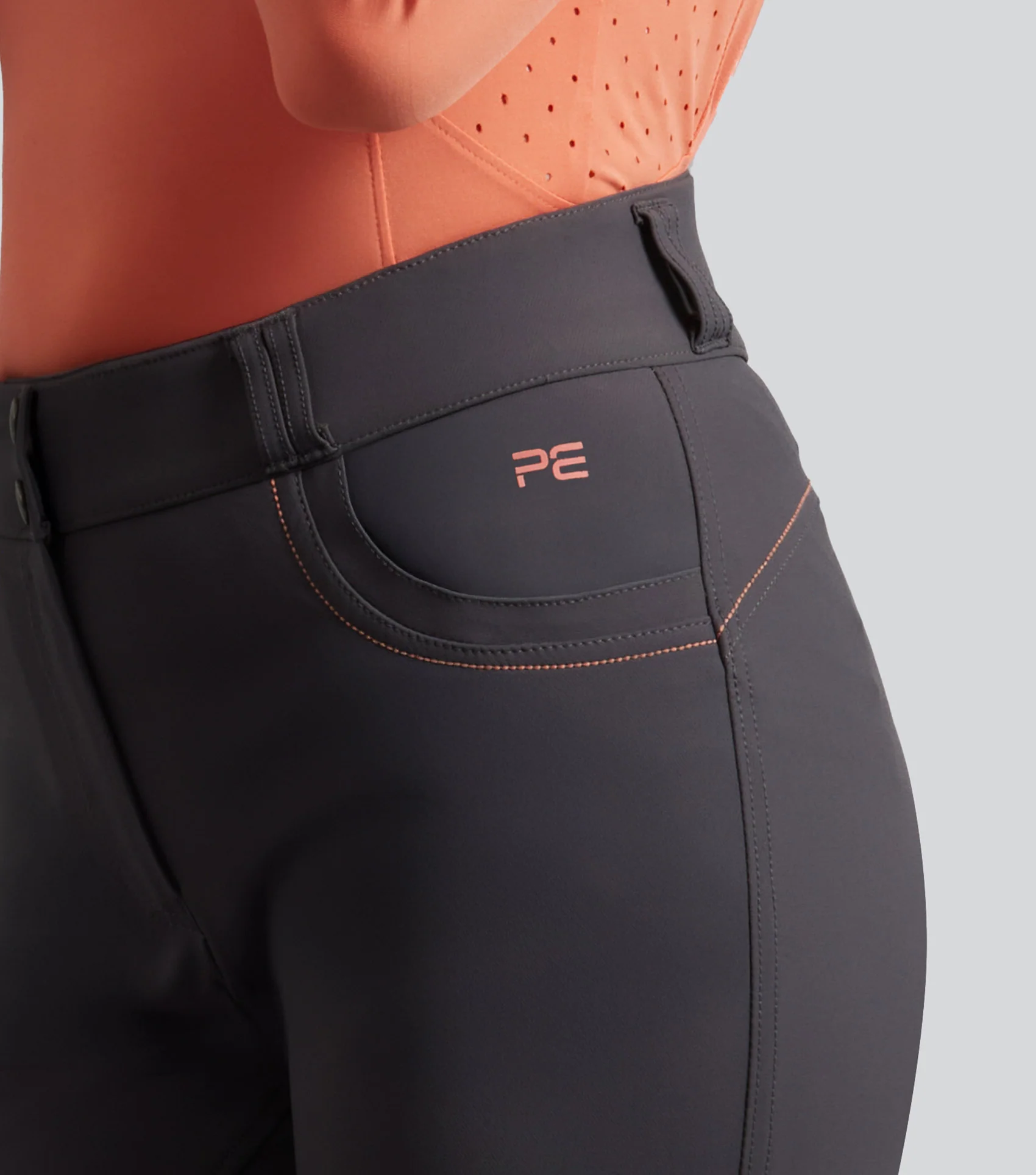 SALE - Savio Womens Full Seat Riding Breeches Anthracite Grey - Image 3