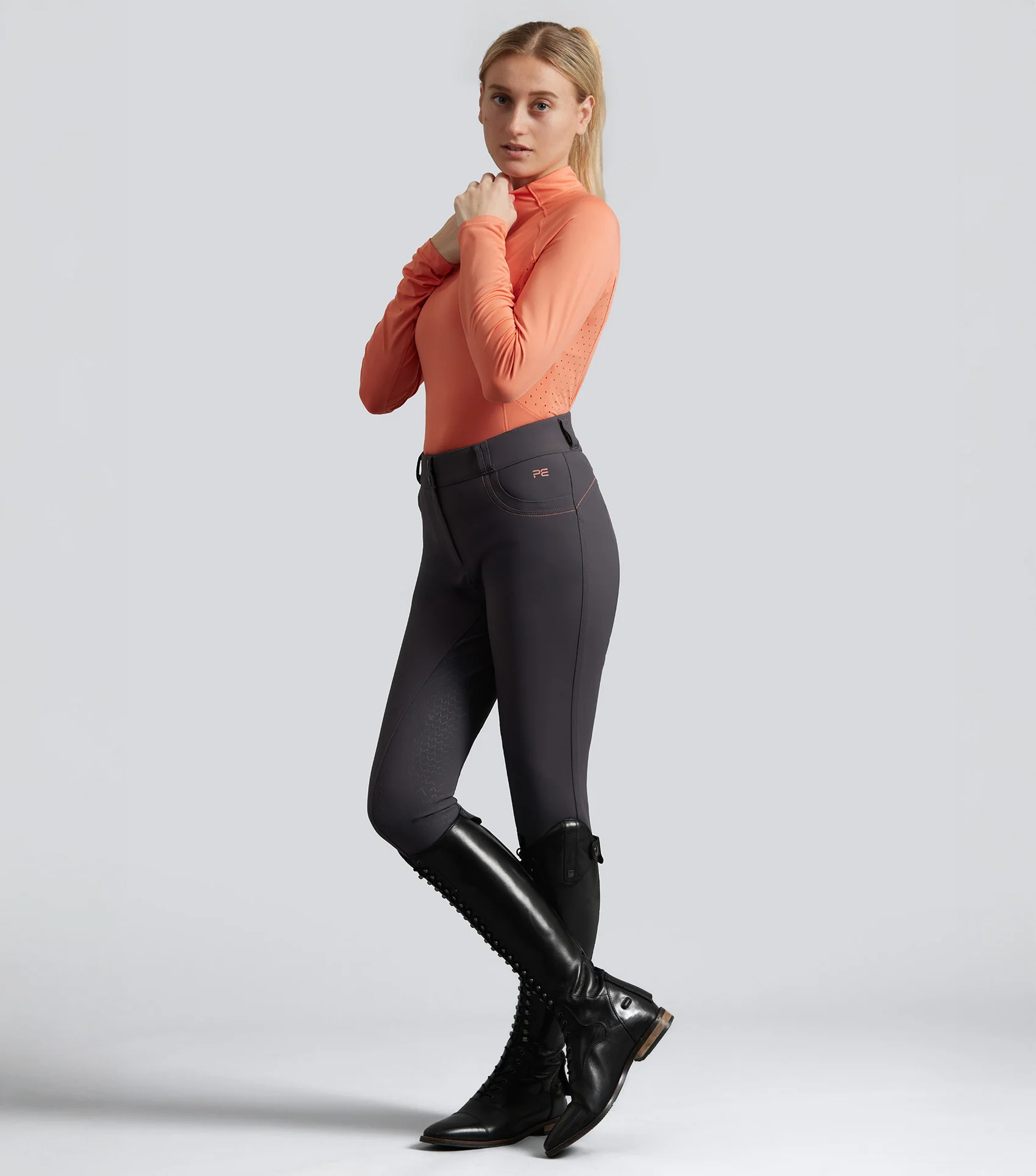 SALE - Savio Womens Long Sleeve Riding Top Coral - Image 6