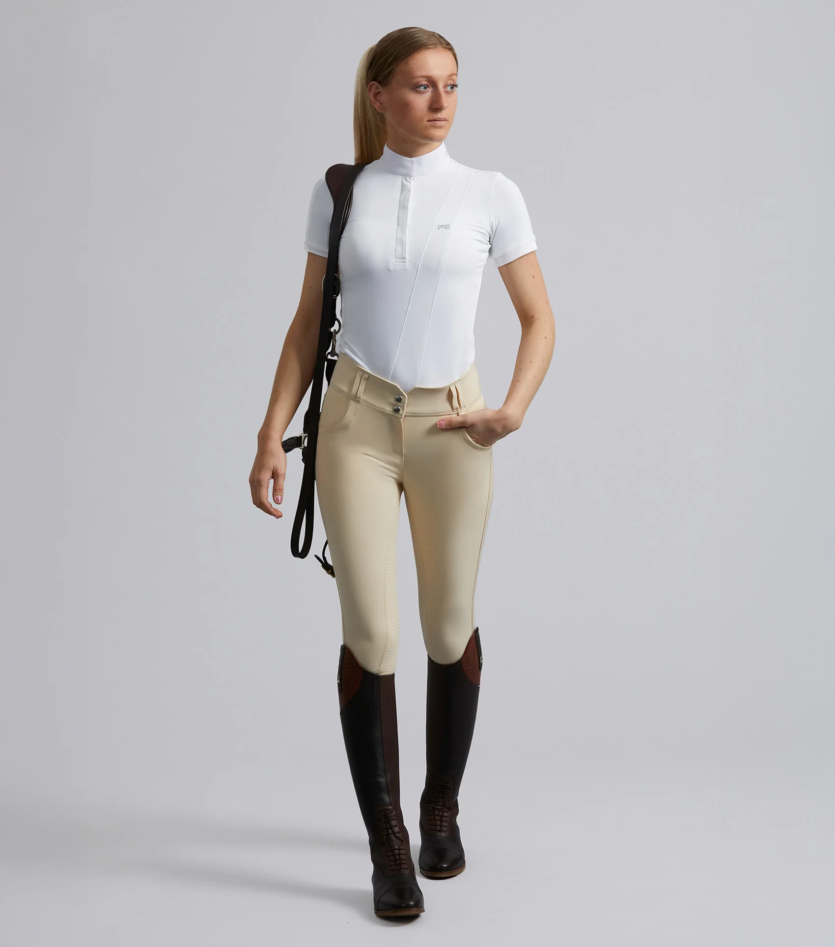 Sophia Ladies Full Seat High Waist Competition Riding Breeches Vanilla - Image 5