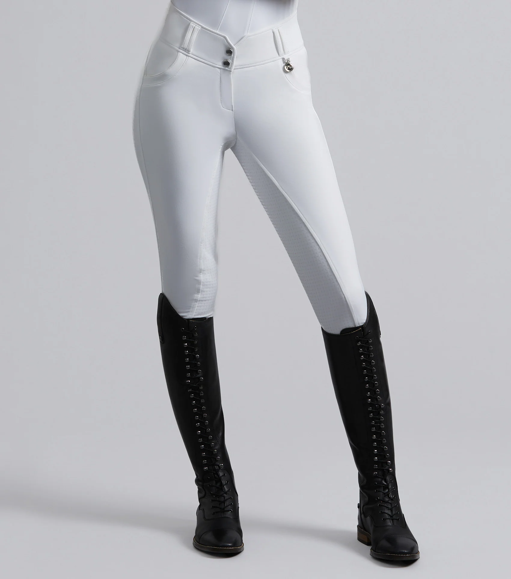 Sophia Ladies Full Seat High Waist Competition Riding Breeches White - Image 3