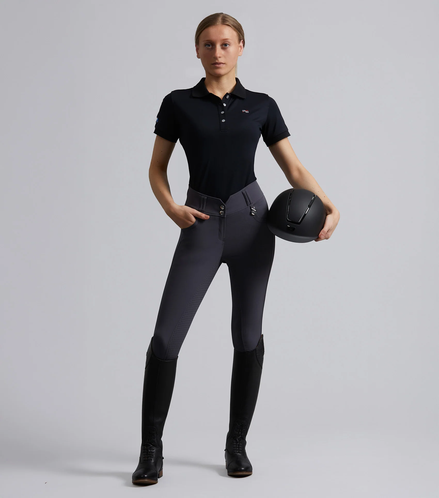 Sophia Ladies Full Seat High Waist Riding Breeches Anthracite - Image 5