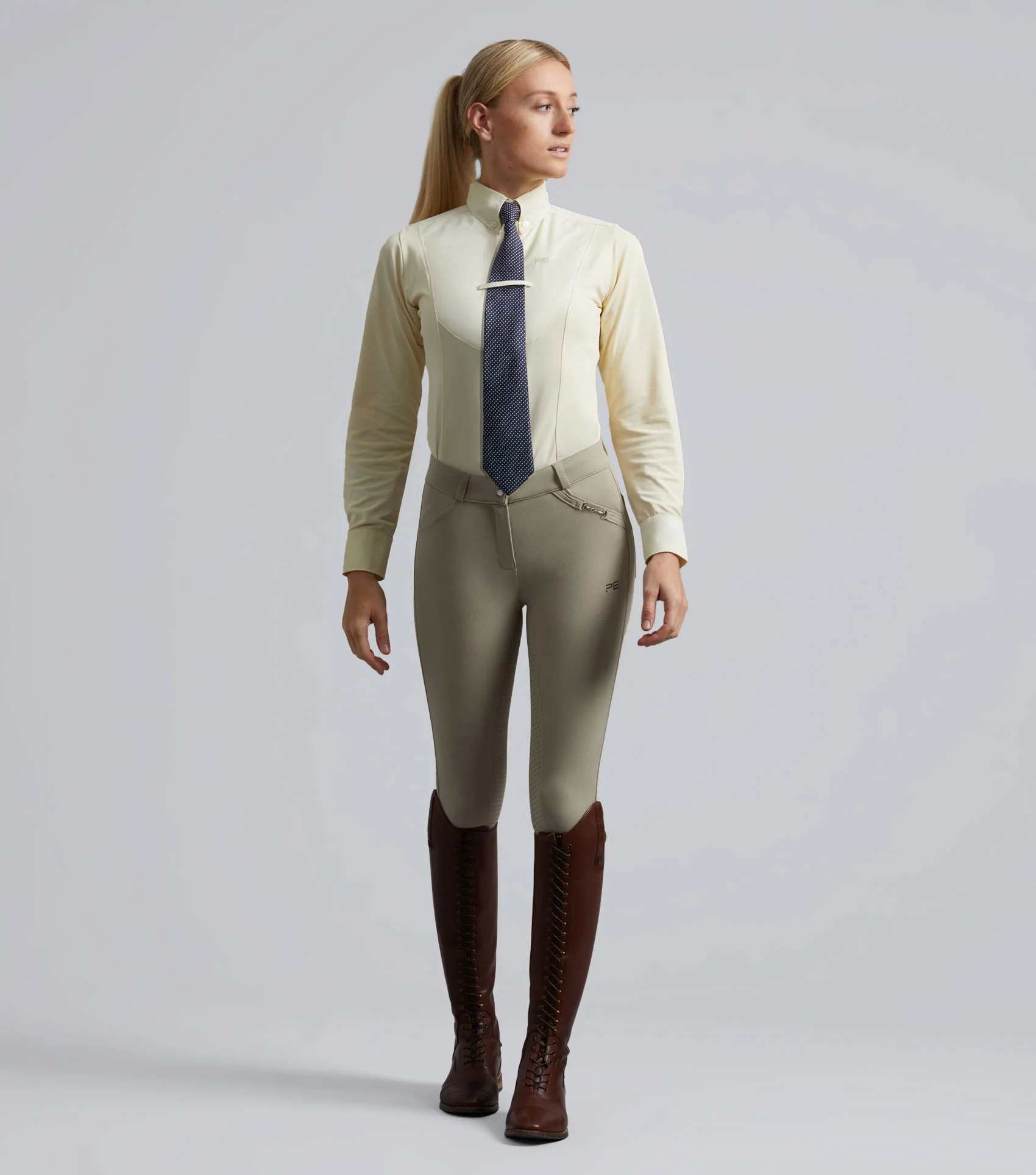 Tessa Ladies Long Sleeve Tie Shirt Vanilla - Image 6