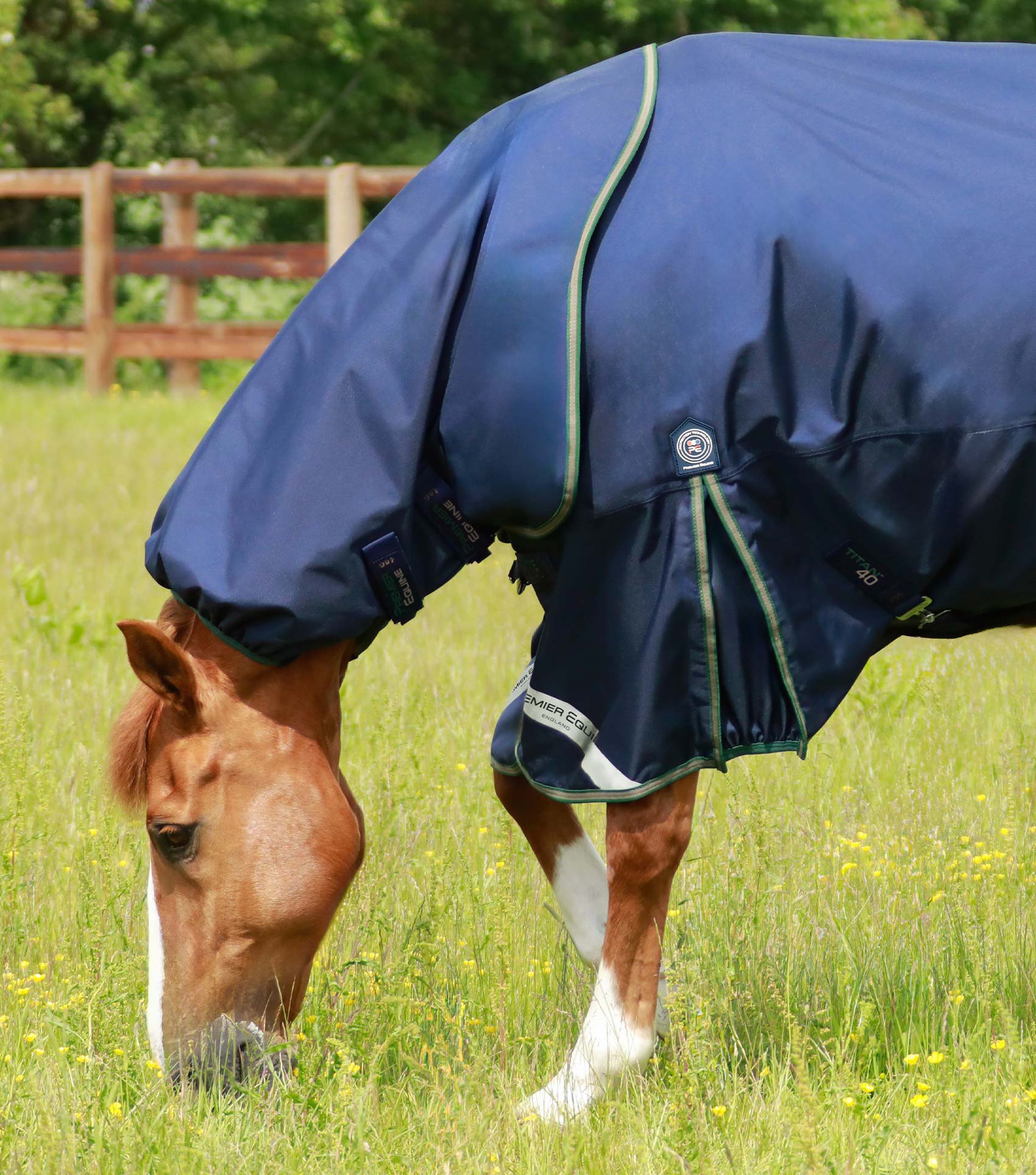 Titan 40g Turnout Rug with Snug-Fit Neck Cover Navy - Image 3