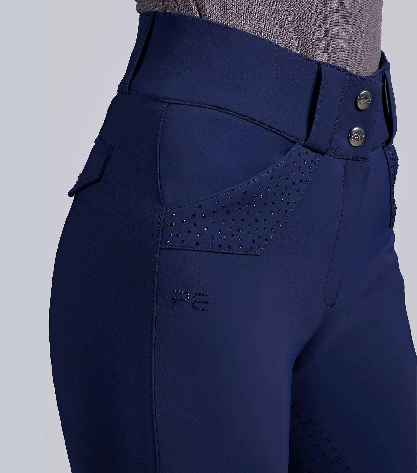 Torino II Womens Gel Full Seat Riding Breeches Navy - Image 3