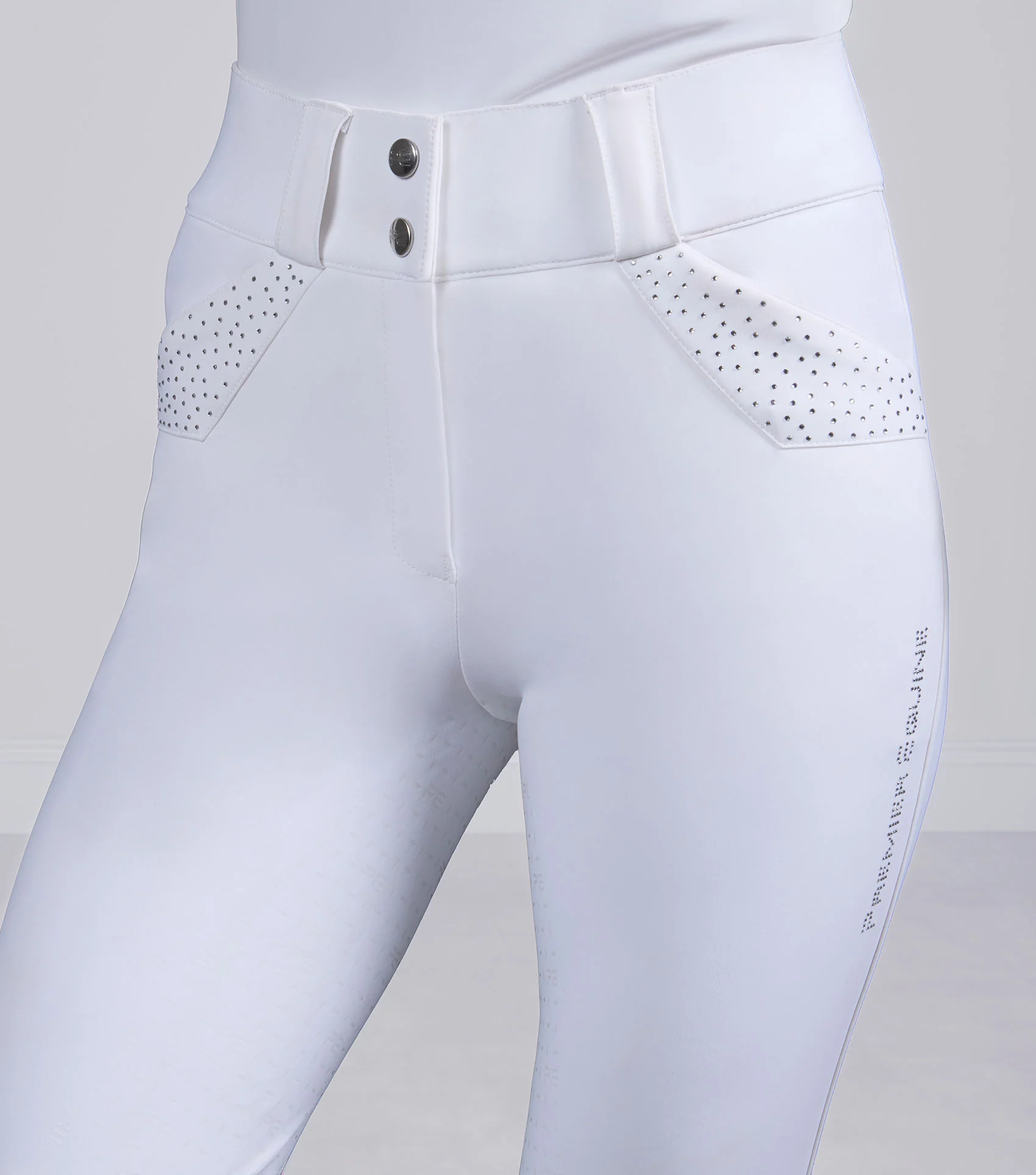 Torino II Womens Gel Full Seat Riding Breeches White - Image 3