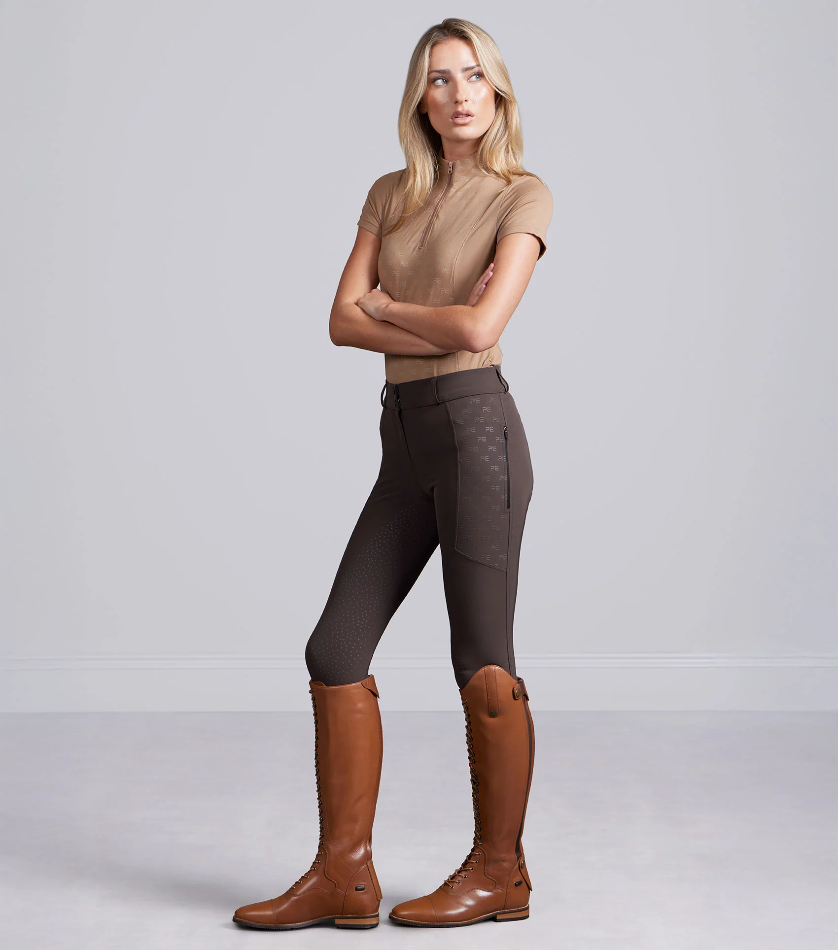 Valerius Womens Gel Full Seat Riding Breeches Brown - Image 5