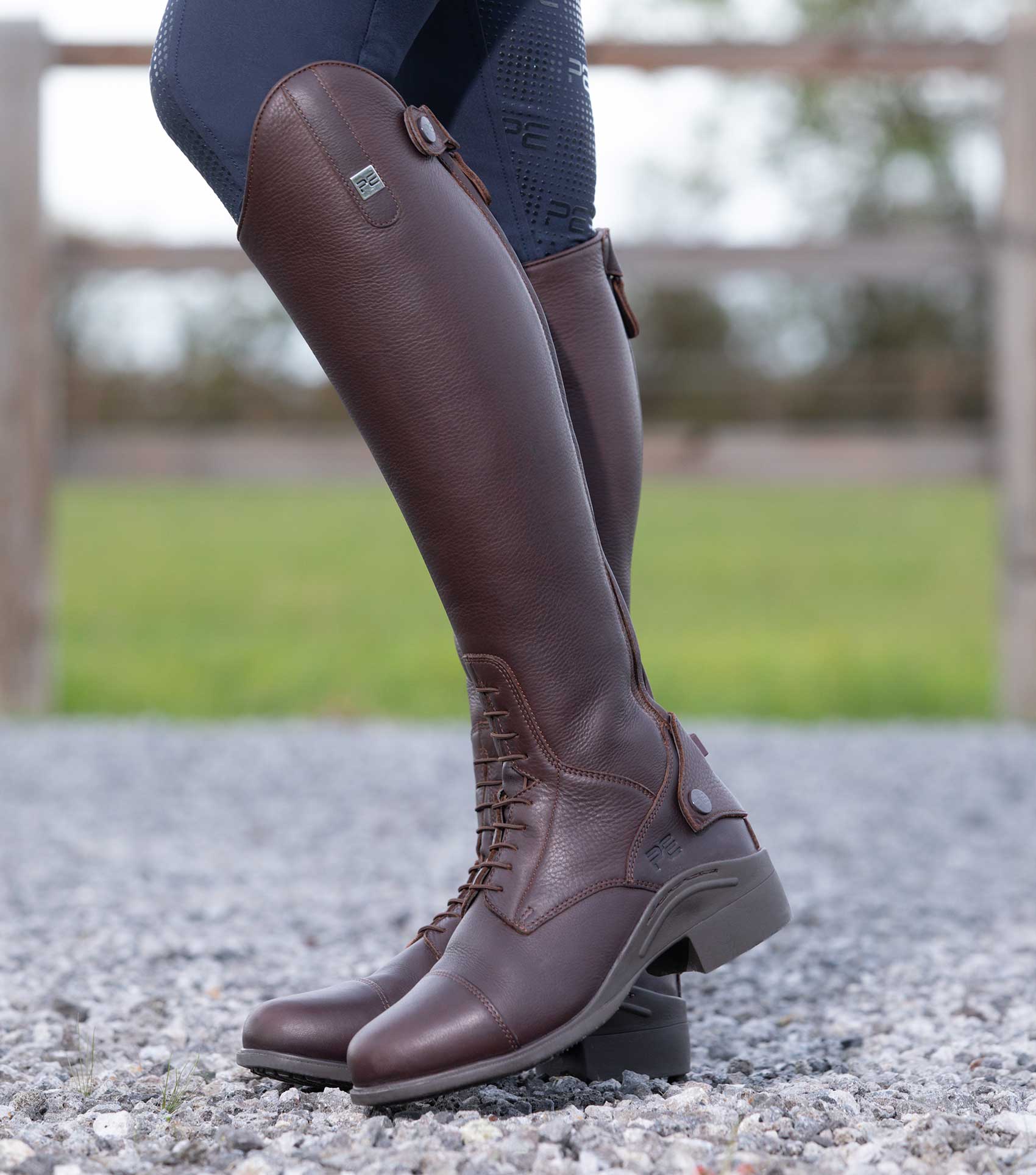 Vallardi Ladies Leather Field Tall Riding Boots Brown - Image 2