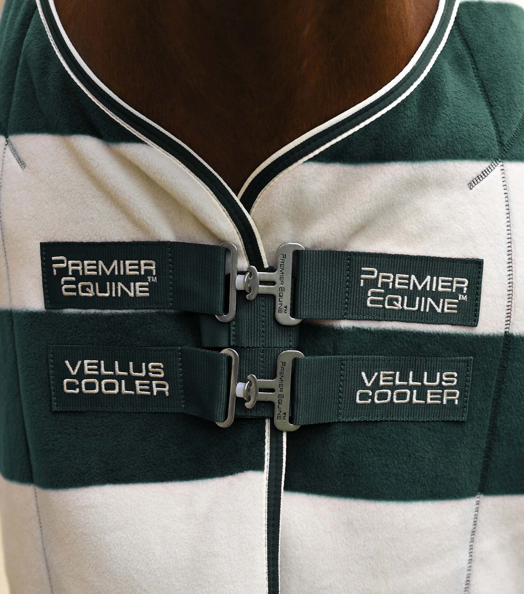 Vellus Horse Fleece Rug Green/White - Image 2