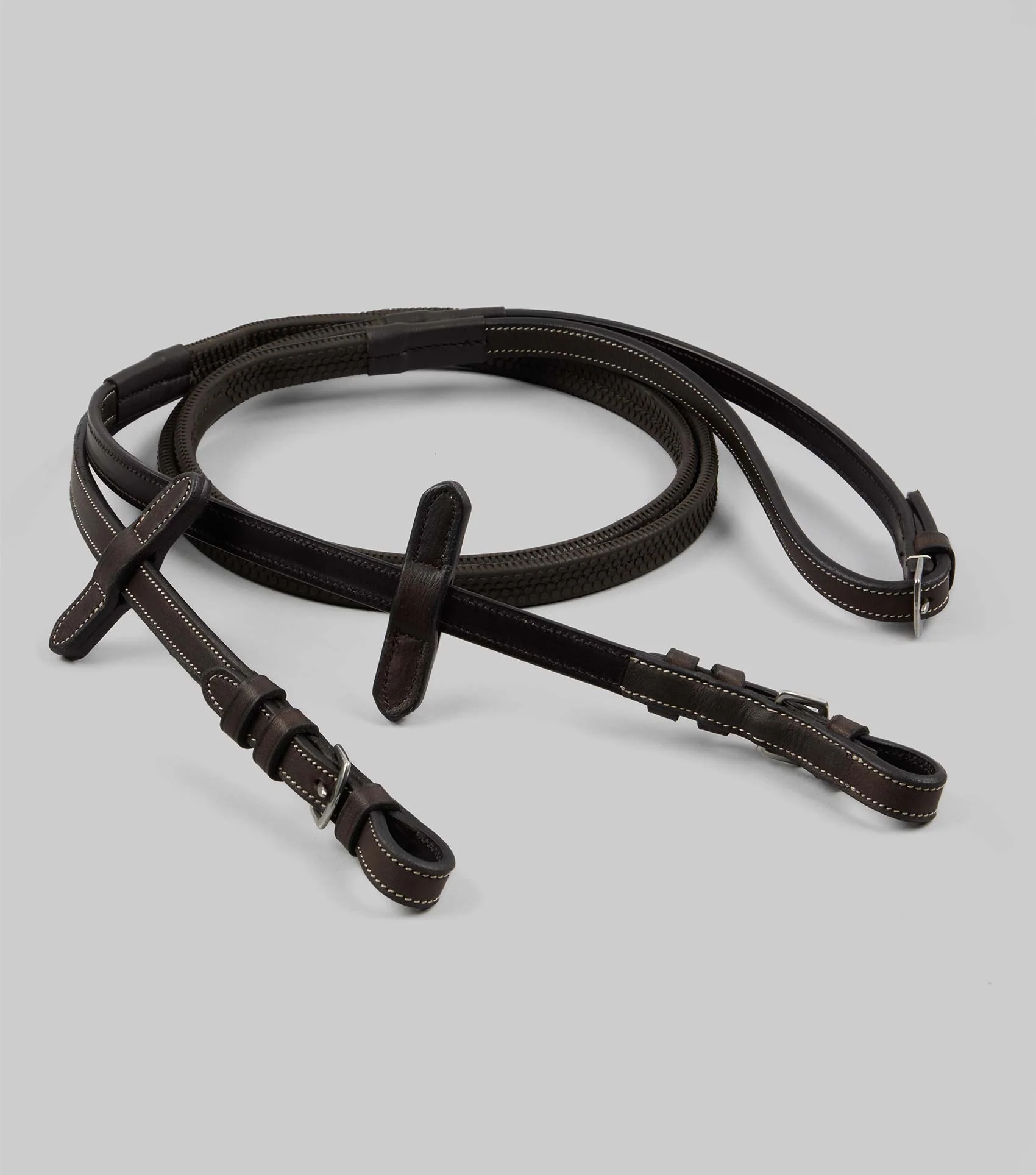 Veneto Rubber Grip Reins Brown - Image 3