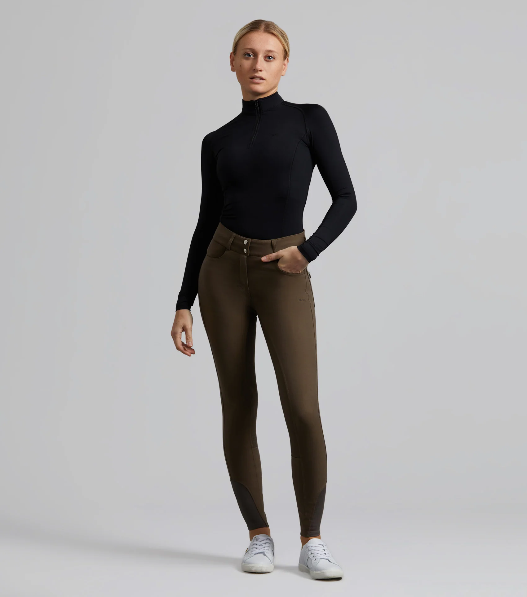 SALE - Virtue Ladies Full Seat Gel Riding Breeches Dark Olive - Image 6