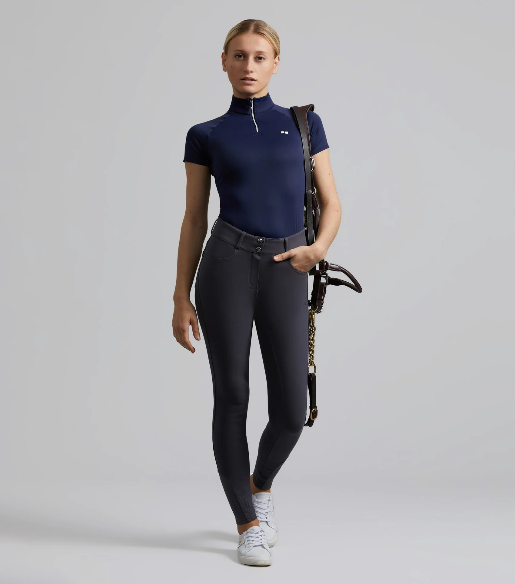 SALE - Virtue Ladies Full Seat Gel Riding Breeches Anthracite - Image 6